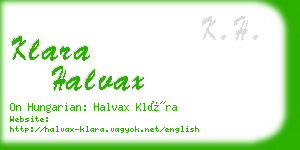 klara halvax business card